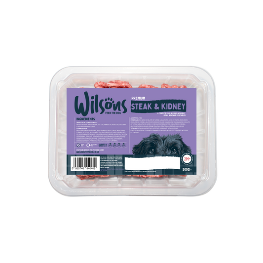 Steak & Kidney Premium Complete Raw Frozen Dog Food - Over 500kg