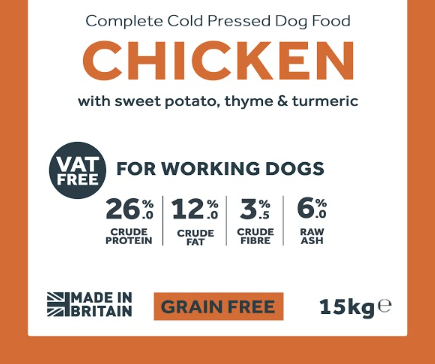 Own Label Chicken Cold Pressed Working Dog - Over 500kg